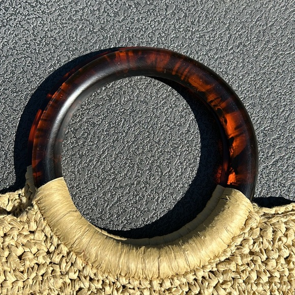 J Crew tortoise handle woven bag - Picture 3 of 6